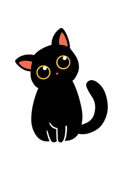 Black Cat Bytes - Cartoon black cat with head tilt