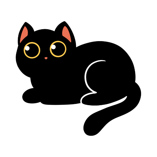 Black Cat Bytes - Cartoon black cat in loaf position 500x500