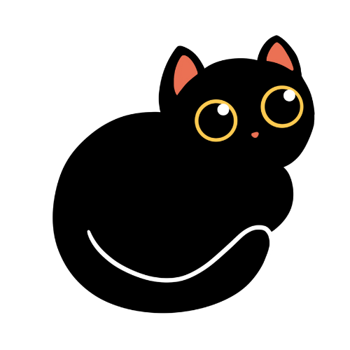 Black Cat Bytes - Black Cat Shrimp Pose 500 x 500